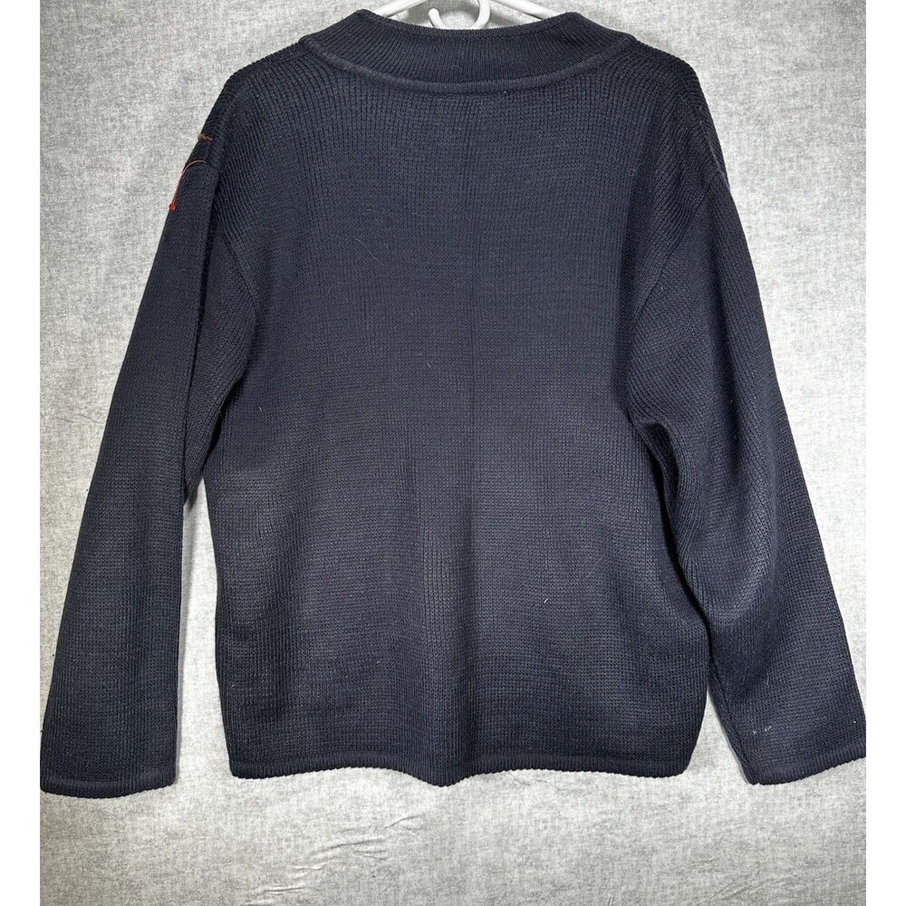 Crystal Kobe Vintage Cottagecore Embroidered Full Zip Cardigan Navy Granny  Sz L - Picture 3 of 6